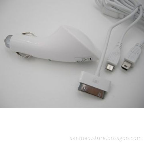 3-in-1 USB Car Charger for iPhone/iPad/iPod/Blackberry/HTC/MOT, USB 2.0 High Transfer SpeedNew